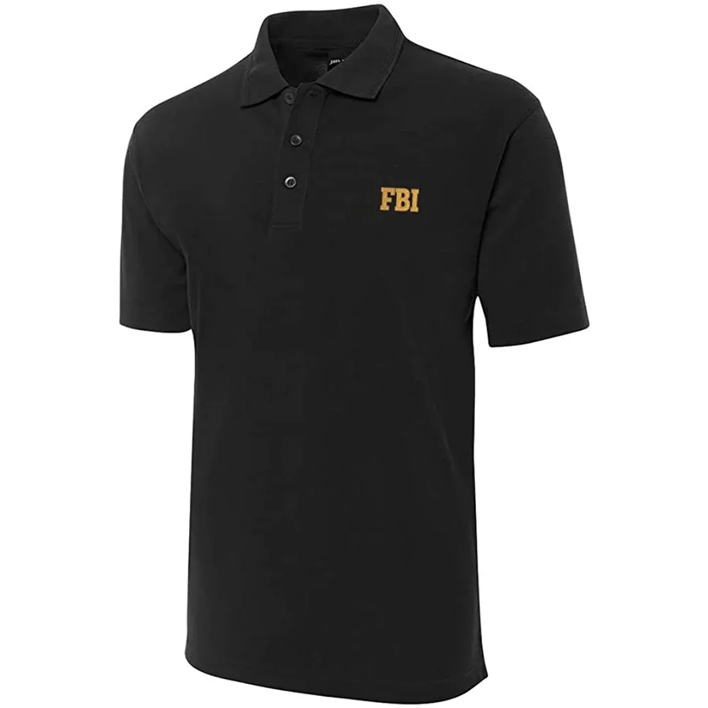 Lyprerazy Golf Shirt FBI Federal Bureau of Investigation Embroidered Short Sleeve Polo Shirts Embroidery Men's Polo Shirt