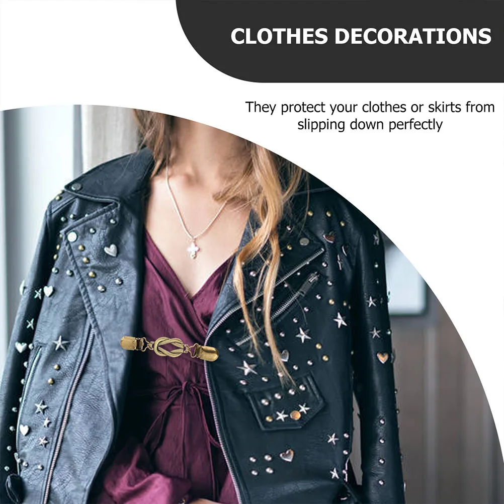 

4Pcs Vintage Cardigan Clips Retro Windbreaker Collar Clips for Women Exquisite Clothing Accessories All Match Style Scarf