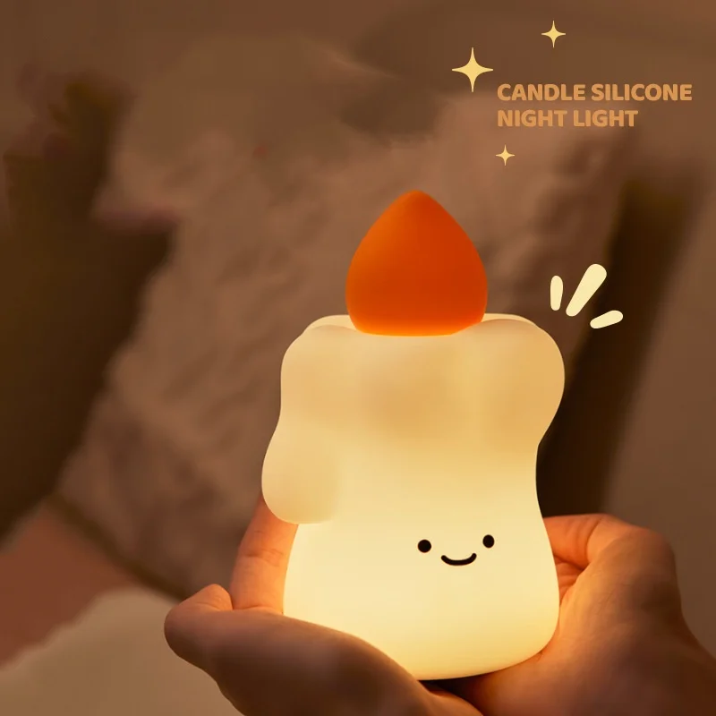 Simple creative Christmas candle silicone gift for friends birthday gift patting light cute high-value atmosphere night light