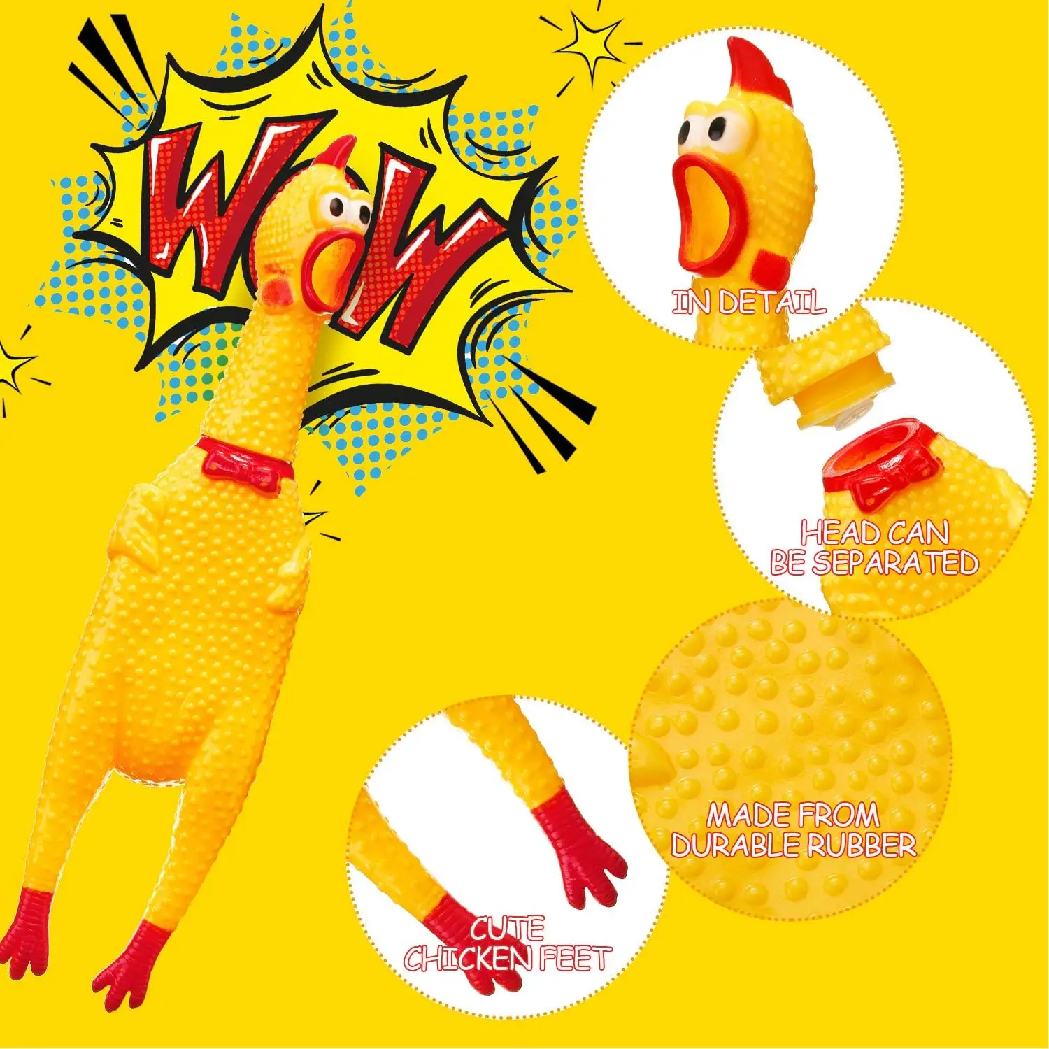 Interactive Dog Chew Toy For Large Small Dogs Squeaky Dog Toys Screaming Chicken Durable Pet Toy Squeeze Rubber Dog Accessories