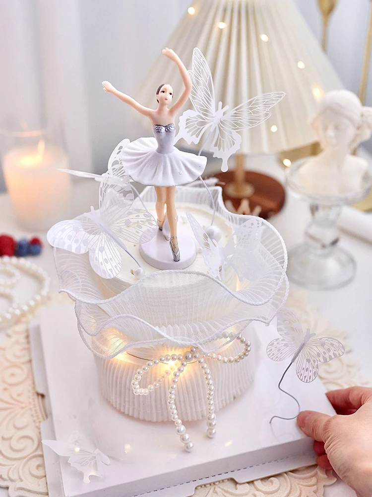 Rotary turntable Ballerina Figurine Cake Decor for Women Girls Birthday Party Ballet Kid Cake Topper Party Cake Decoration Gifts image 2