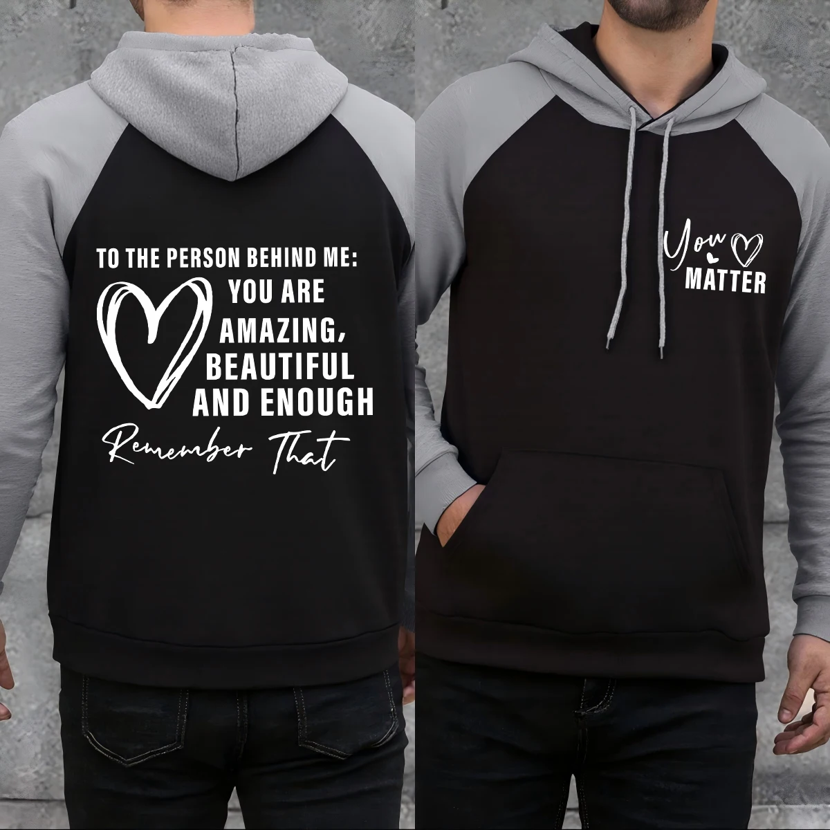 

You Are Amazing Beautiful And Enough Heart Толстовки реглан Мужская повседневная одежда в стиле комиксов Базовая толстовка с капюшоном Осенний флисовый топ унисекс в стиле ретро