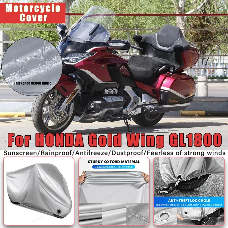 

For HONDA Gold Wing GL1800 No Ear Motorcycle Cover - Outdoor Full Body Protection, Waterproof Dustproof Sunscreen Accessories