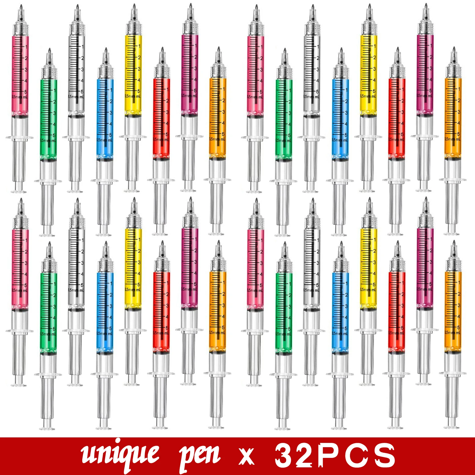 

32Pcs Syringe Pens Retractable Fun Nurse Pens Novelty Multi Colors Medical Ballpoint Pens Gifts for Nurses Nursing Student