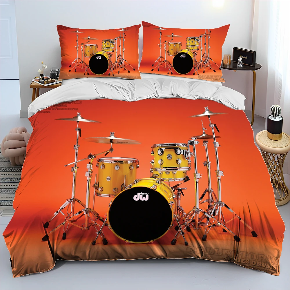 Imagem -06 - Drum Music Instrument Comforter Bedding Grupo Capa de Edredão Bed Grupo Quilt Cover Fronha King And Queen Size Adulto 3d