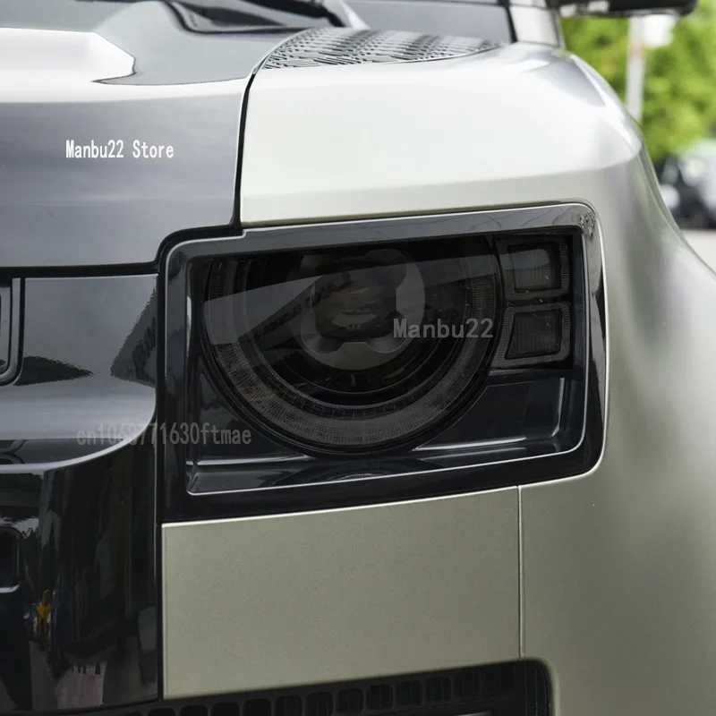 For Land Rover Defender 2020-2023-Accessories- Car Headlight Protective Film Vinyl Restoration Transparent Black TPU Sticker