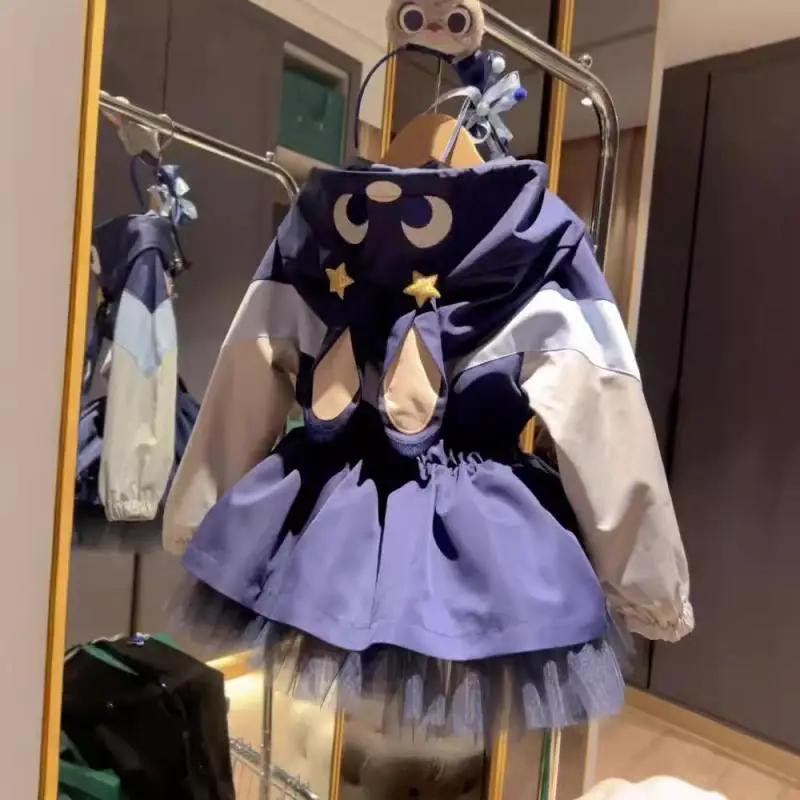 Giacca da ragazza primavera autunno nuovi bambini coniglio polizia cartone animato giacca moda Versatile vita all'aperto cappotto a vento tenere al caldo