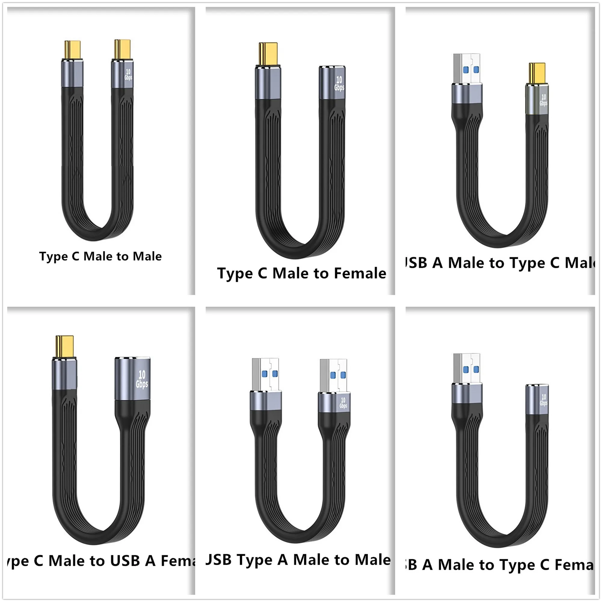 Cavo dati OTG da USB 3.1 a tipo C 10 Gbps Gen2 Cavo dati da maschio a femmina Cavo di ricarica USB C per PC TV Prolunga disco rigido Cavo corto 13 cm