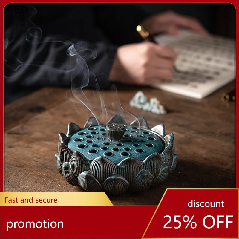 

Cz lotus creative ceramic incense burner set - home decor incense holder