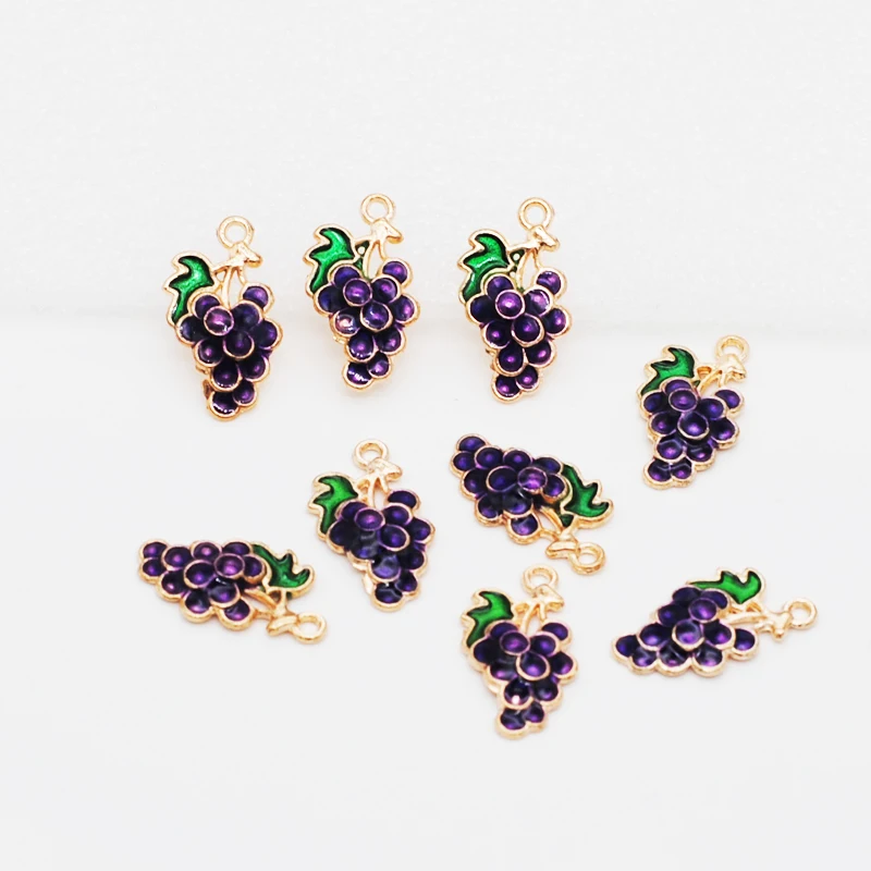 10/20/50pcs 9*17 Enamel Purple Grape Charms For Earrings Necklaces Making Cute Fruit Charms Handmade DIY Jewelry Accessories