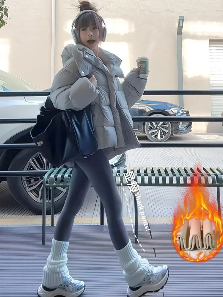 

2025 New Yoga Pants Women's Thiened Bla Matte High Waist Warm Butt Lifting Daily Casual Polyester Spandex arkskin Trousers