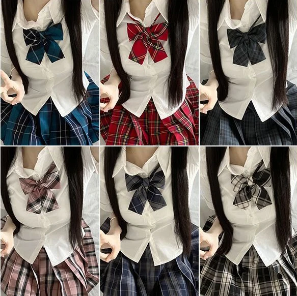2026 Autumn Plaid Skirt Preppy Style Female Student Pleated Skirt Short Skirt Fitted Short-Sleeve Shirt Set