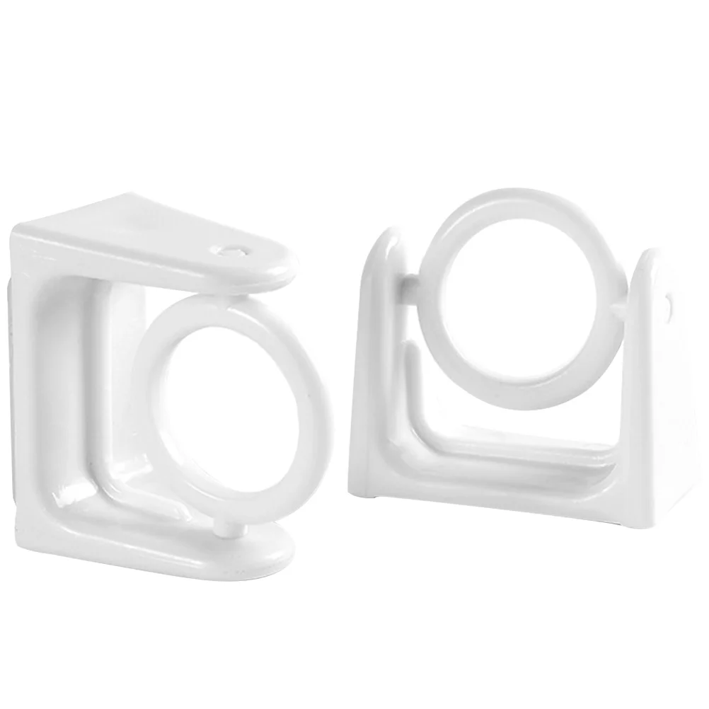 2 Pcs Bracket White Curtain Rod Holders Support No Punching Strong Tension Plastic Smooth Surface Fixed Brackets