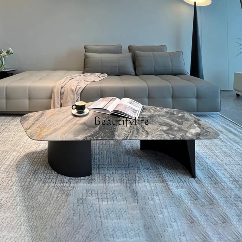 

Natural Venice Brown Marble Irregular Coffee Table Modern Simple High-End Light Luxury Coffee Table