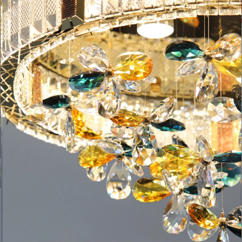 Light Luxury Crystal Bedroom Ceiling Lamp Originality Apartment Living Room Chandelier Modern Villa Indoor Decorate Luminaires