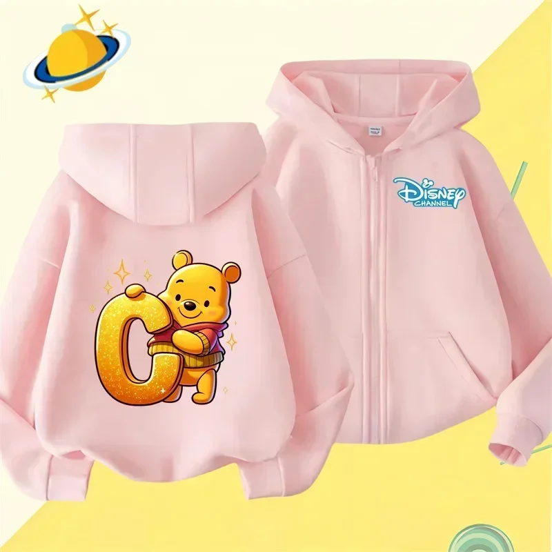 Winnie the Pooh New pin zipper hoodie Boys Girls sweatshirt Autumn and winter long sleeve Harajuku jumper Disney casual hoodie