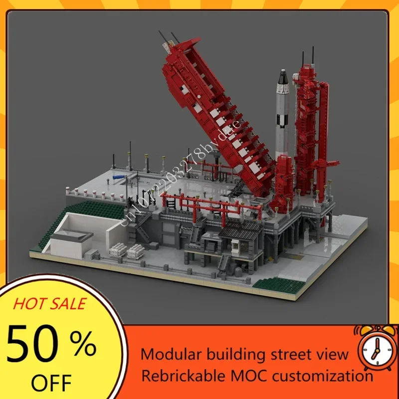

8384 шт., комплекс запуска 19 [1:110] модульный MOC, креативная модель с видом на улицу, индивидуальная головоломка, архитектура, сборная модель «сделай сам», подарки