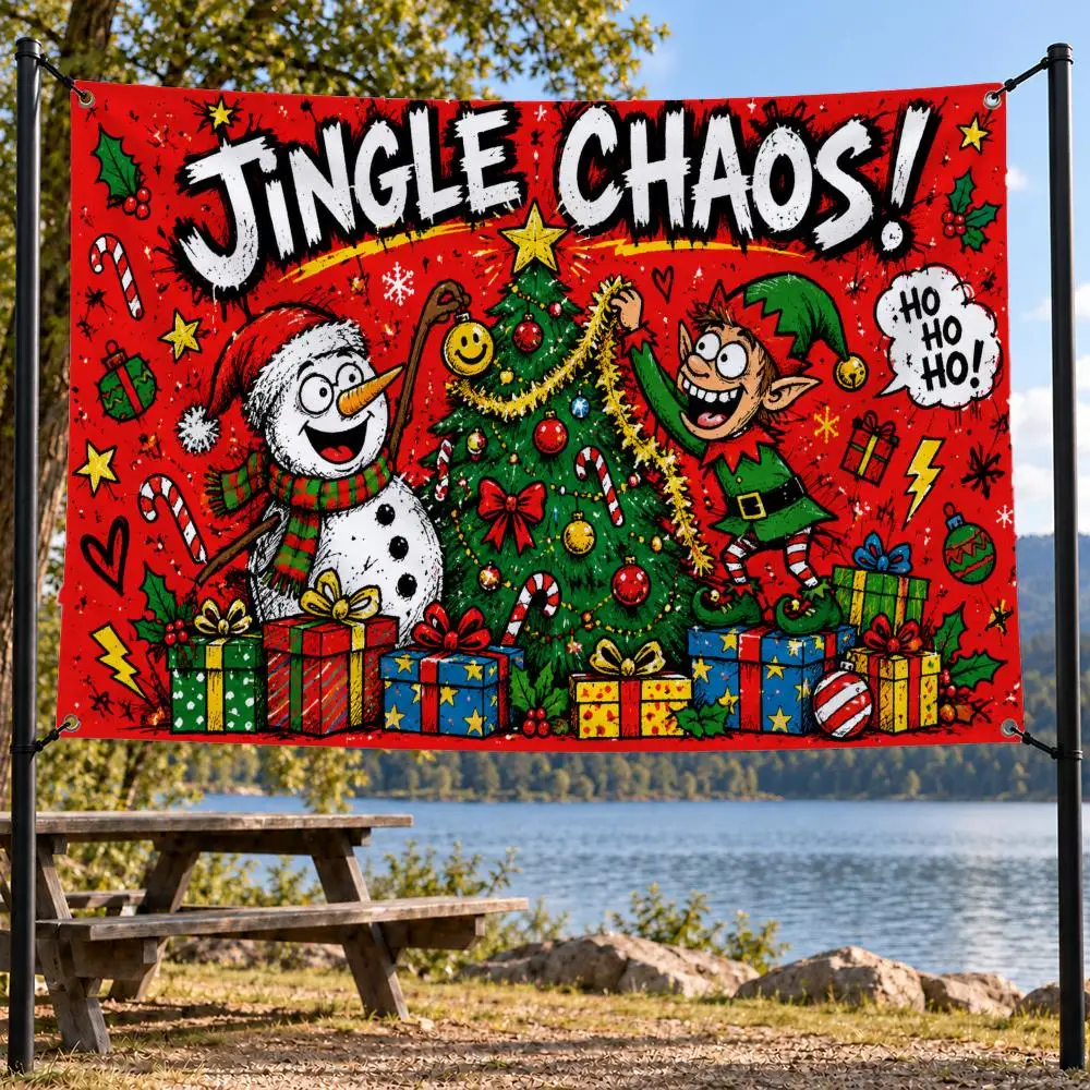 Art Ordinary Rock-Style Santa Claus Flags decor flag banner,wall hanging flag,indoor outdoor wall decor,yard garden porch patio