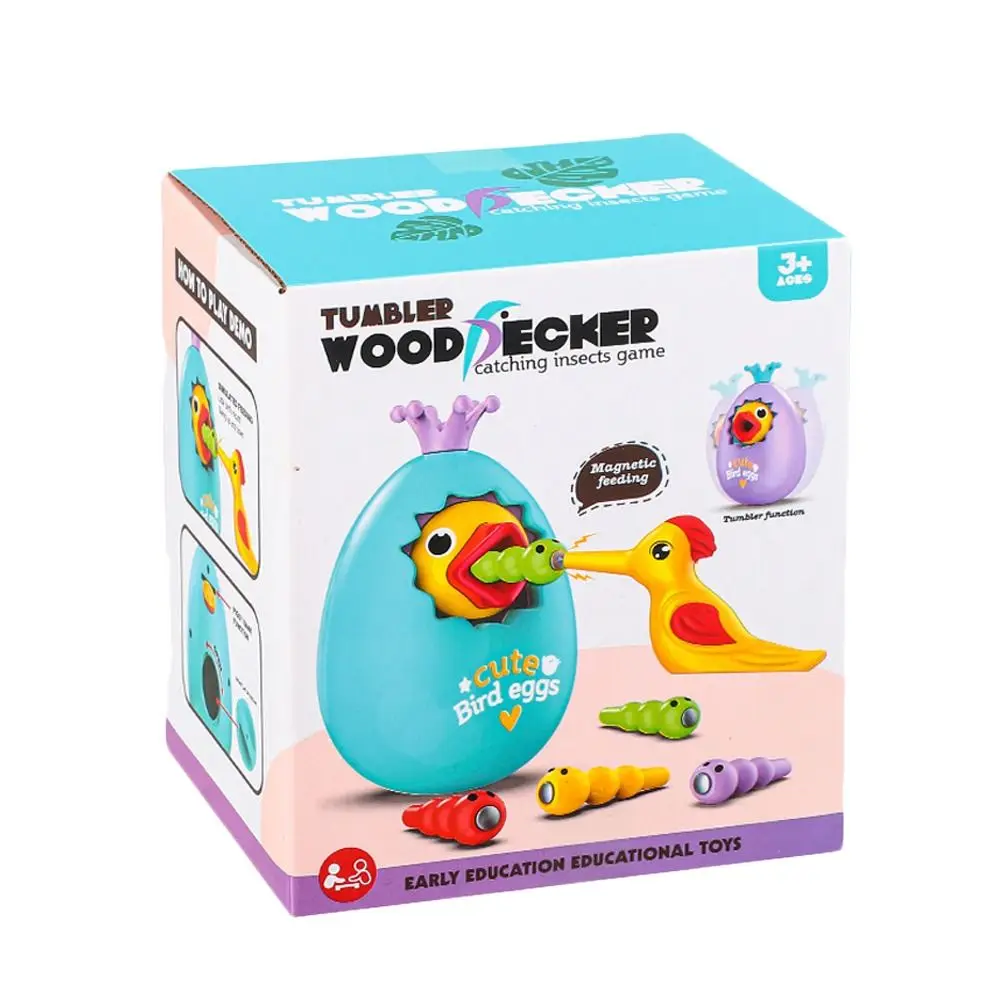 3 w 1 Interaktywna Gra Drewniana: Skarbonka, Gra z Dzięciołem Łapiącym Robaki, Gra Montessori na Koordynację Ręka-Oko, Gra z Karmieniem Ptaków
