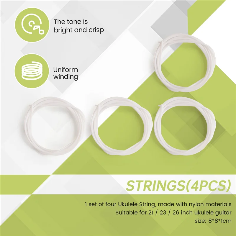 -A14E 4 шт./компл., белые прочные нейлоновые струны для укулеле, запасная часть для 21 дюймов, 23 дюйма, 26 дюймов, струнный инструмент