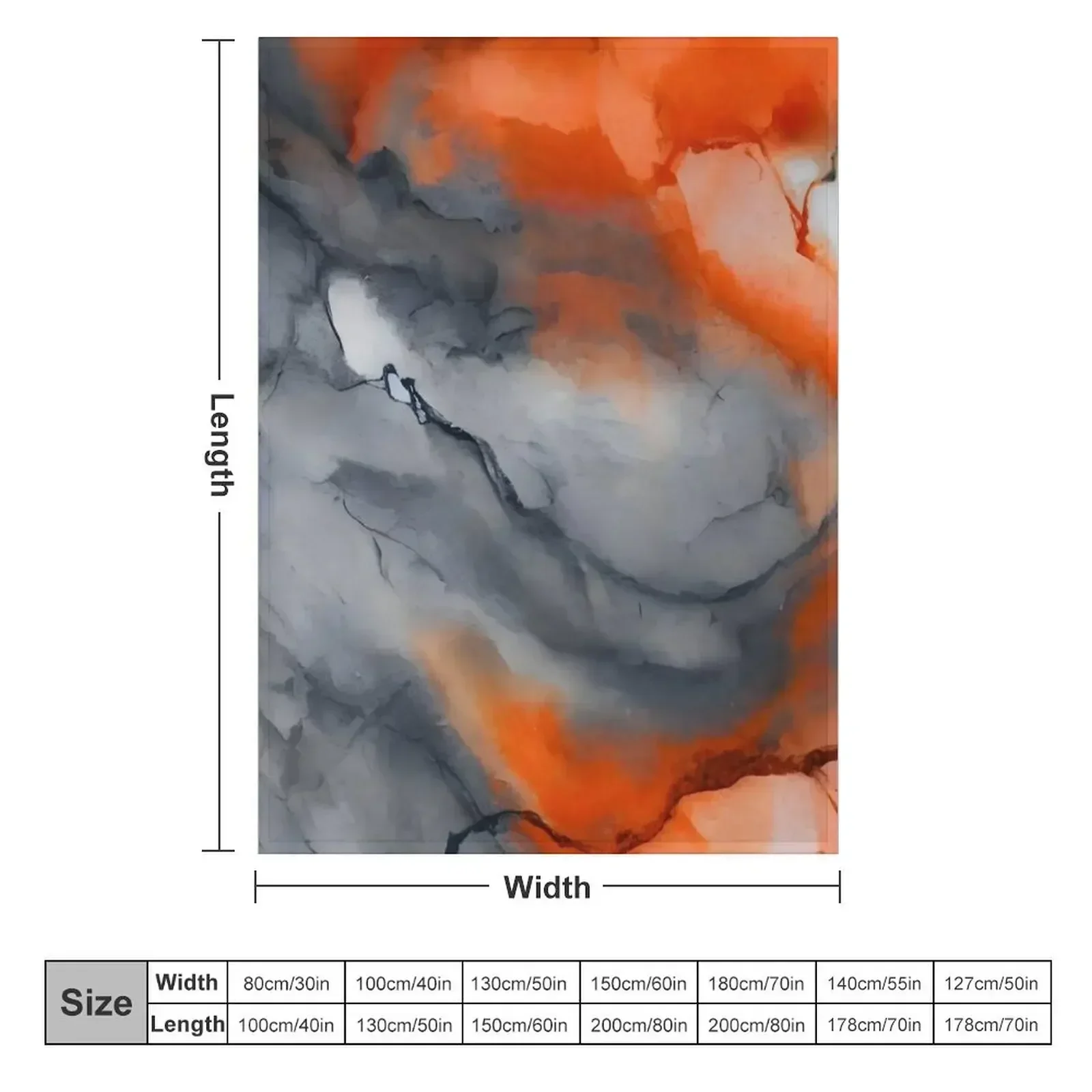 Ethereal Water Muted Grey & Bright Orange Abstract Art Throw Blanket couch cozy soft plush fuzzy picnic outdoor blanket