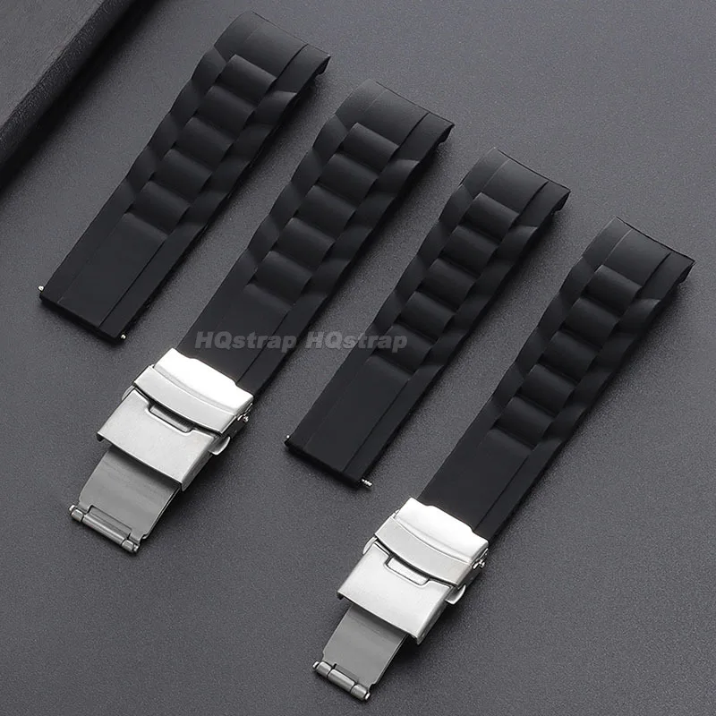 سيليكون حزام 16 مللي متر 18 مللي متر 20 مللي متر 22 مللي متر 24 مللي متر 26 مللي متر منحني نهاية المطاط حزام الساعات للطي مشبك سوار الرياضة معصمه مقاوم للماء #3