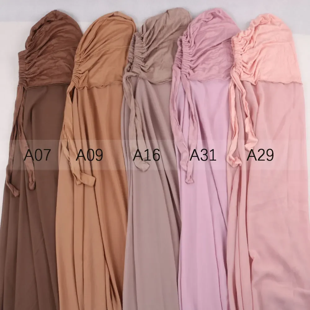 Musilm Women instant Chiffon Hijab With Bonnet  Heavy Chiffon Hijabs with Elastic Inner Caps Chiffon Scarves With Cap Pinless