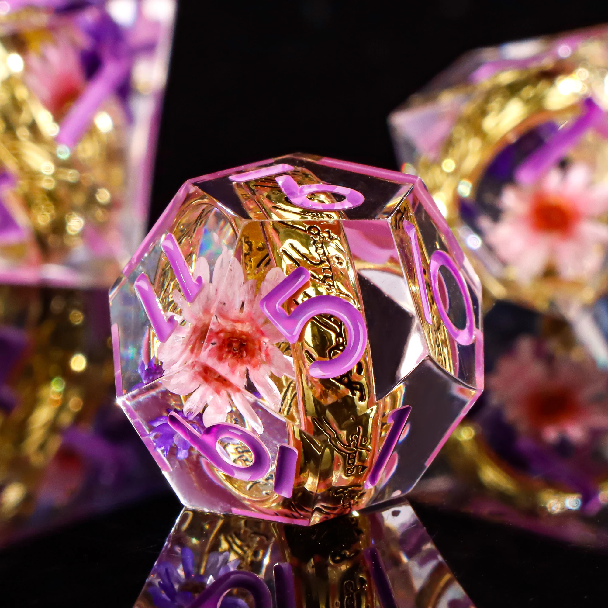 Magic Lord Rings DND Dice Set 7 pièces résine LOTR D & D jeu de dés pour jeu de rôle, Red Dungeons Dragons D et D Sharp Edge dés