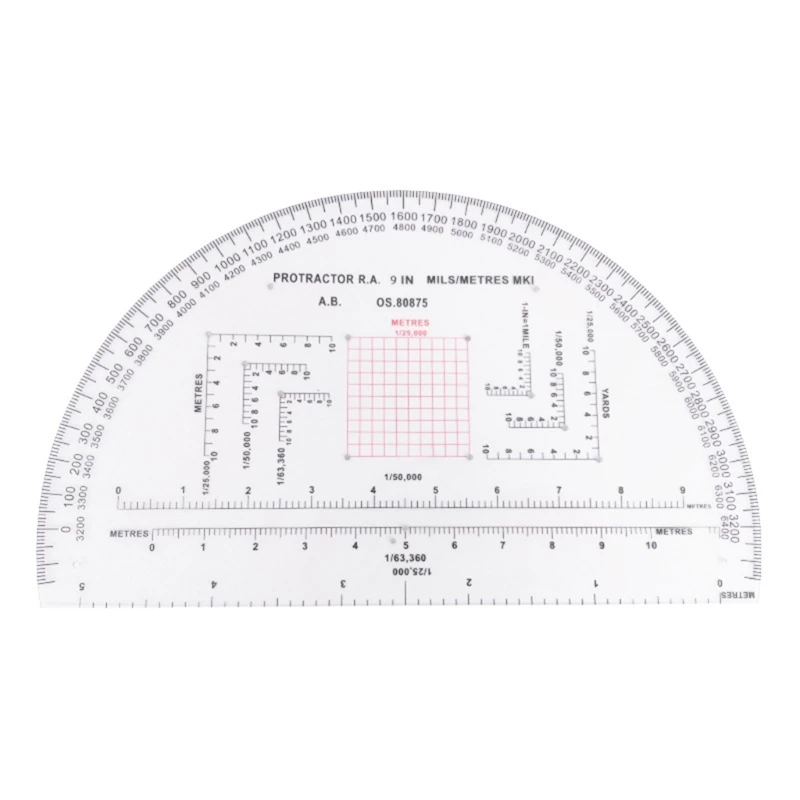 6 inch Military Protractors Coordinate Scale Map Clear Reading and Land Navigations MP-1 Map Scale for Engineering