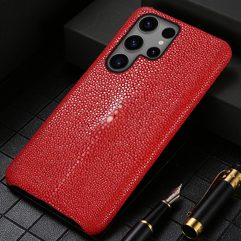 

Genuine Stingray Leather Phone Case for Samsung galaxy S 25 S24 S25 Ultra S23 Plus S22 S25Ultra Luxury Back Cover