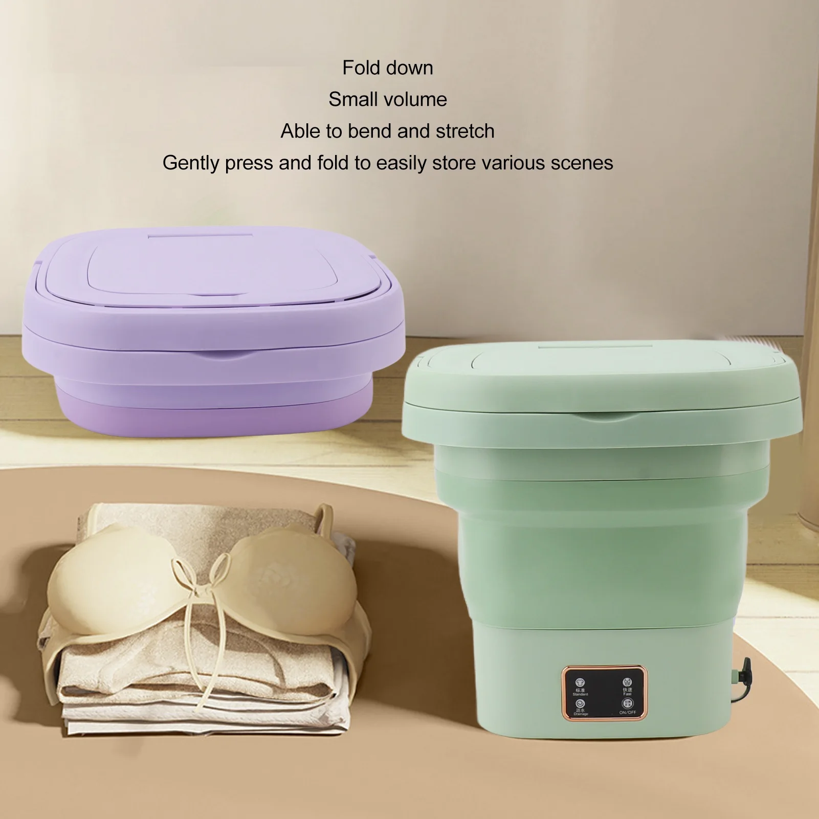 9L Foldable Portable Washing Machine Automatic Small Laundry Machine Dormitory Baby Underwear Washing Compact for Easy Storage view 4