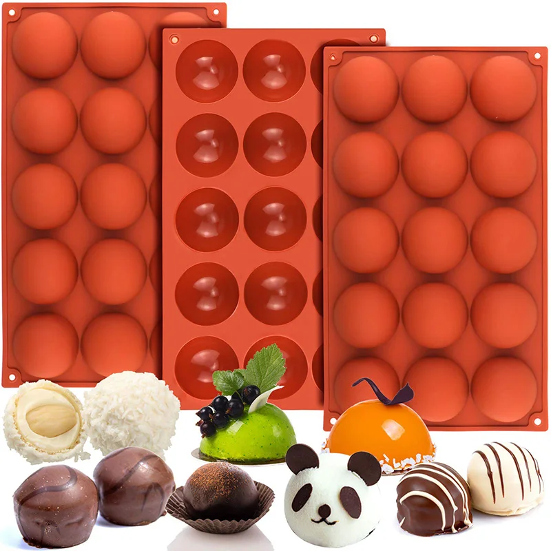 15 wgłębień Półokrągła silikonowa forma Mini półkula Okrągła kopuła Fondant Forma do pieczenia Mus czekoladowy Galaretka Pudding Taca na kostki lodu