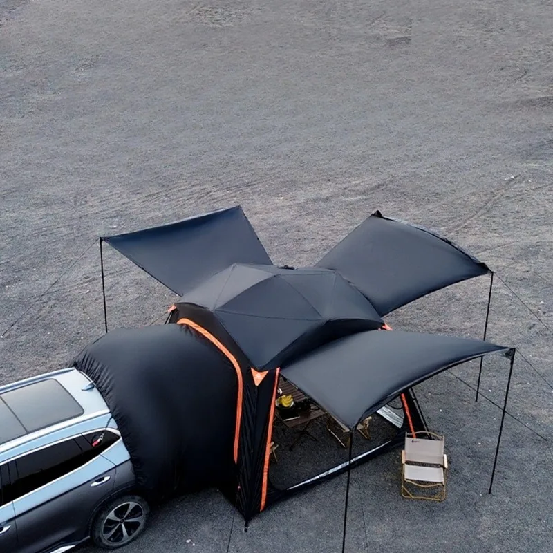 

Quick Open Soft Roof Rear Tent Double Roof Hydraulic Roof Tent with Extended Canopy Waterproof Awning Camping