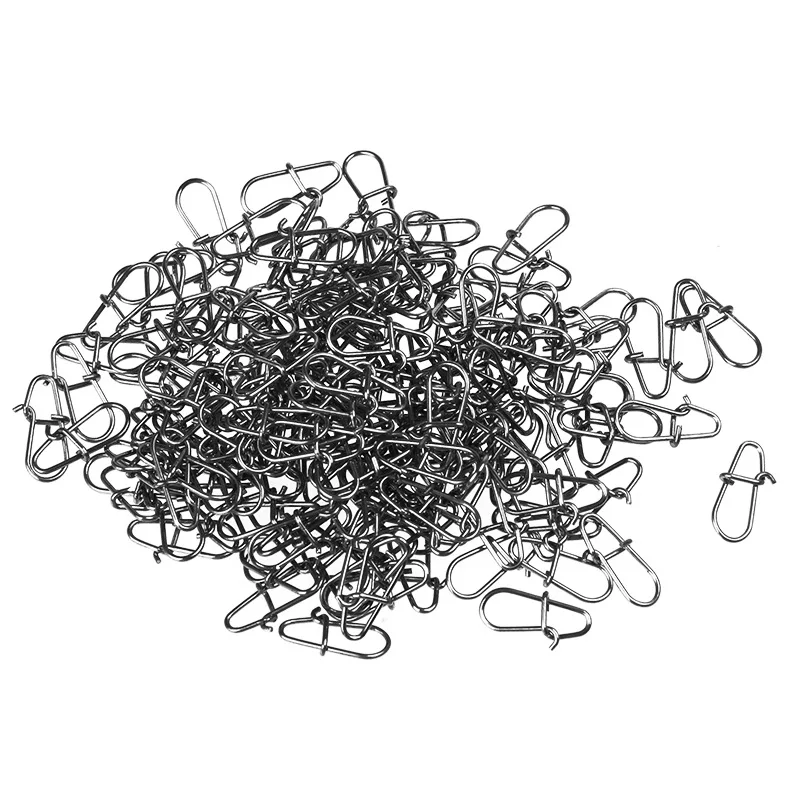 100pcs #000-4# Fishing Nice Hooked Snap Pin 304 Stainless Steel Fishing Barrel Swivel Lure Connector Accessories Connector Snap