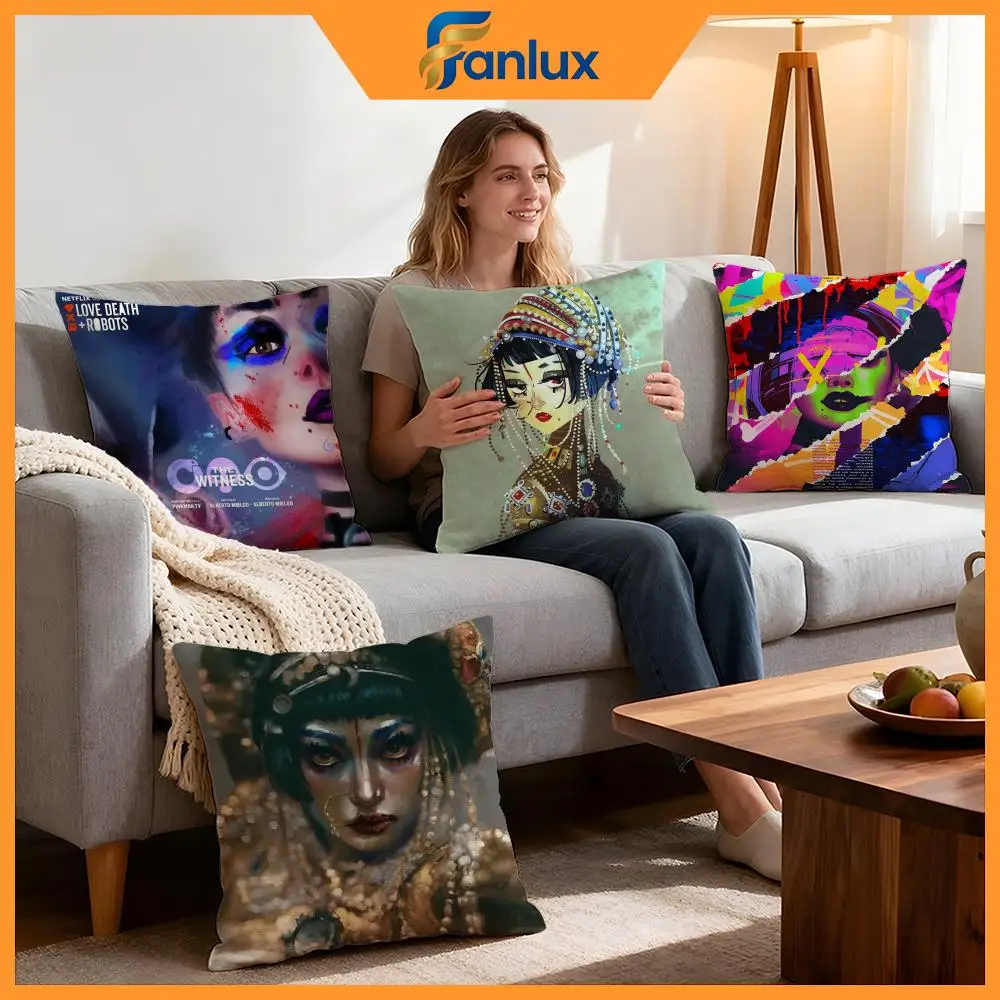 Show Love, Death & Robots Cushion Cover 4Pcs Decorative Covers Soft Cushion Case for Sofa Couch Decor 40x40 45x45 Pillowcases