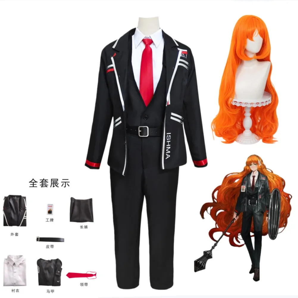 

Limbus Company Cosplay Costume Ishmael Character Short Coat Black Suit Wig Accessory Halloween Stage Performance Costume