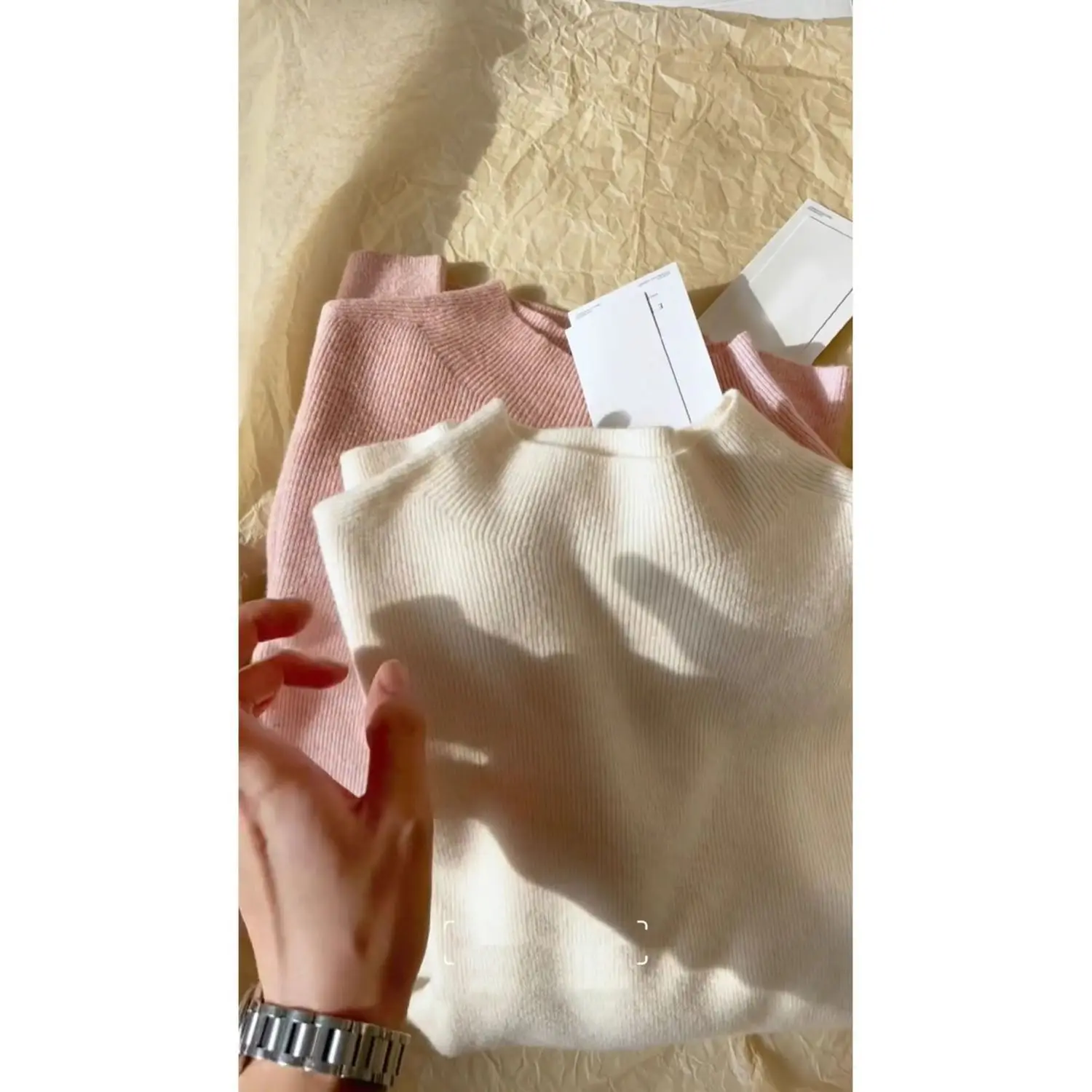 Suéter de Punto Cálido con Cuello Medio Alto para Mujer, Nuevo Modelo Otoño Invierno 2025, Ropa Interior Ajustada de Color Pu...