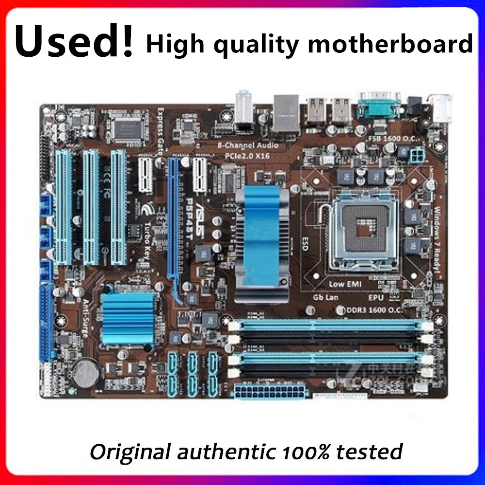 For Asus P5P43T Desktop Motherboard P43 Socket LGA 775 Q8200 Q8300 DDR3  Original Used Mainboard On Sale