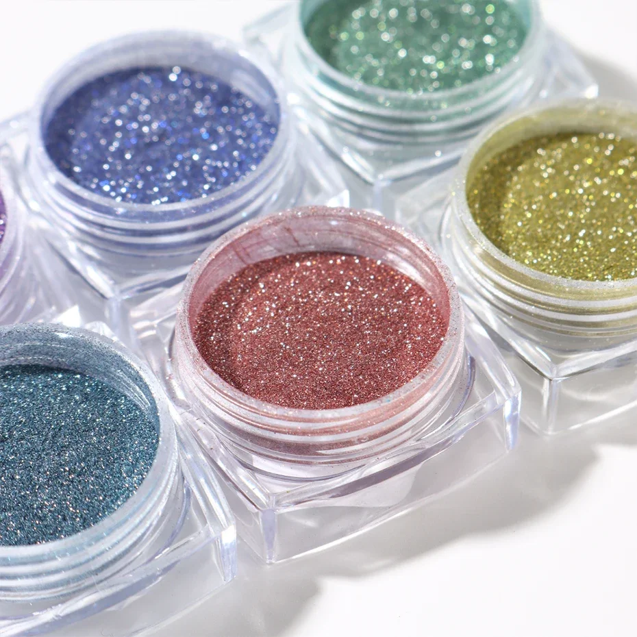 مسحوق لامع لطلاء الأظافر جل بالأشعة فوق البنفسجية ، 6 ، تأثير معدني ، وردي ، ذهبي فضي ، كروم ، للمانيكير #5