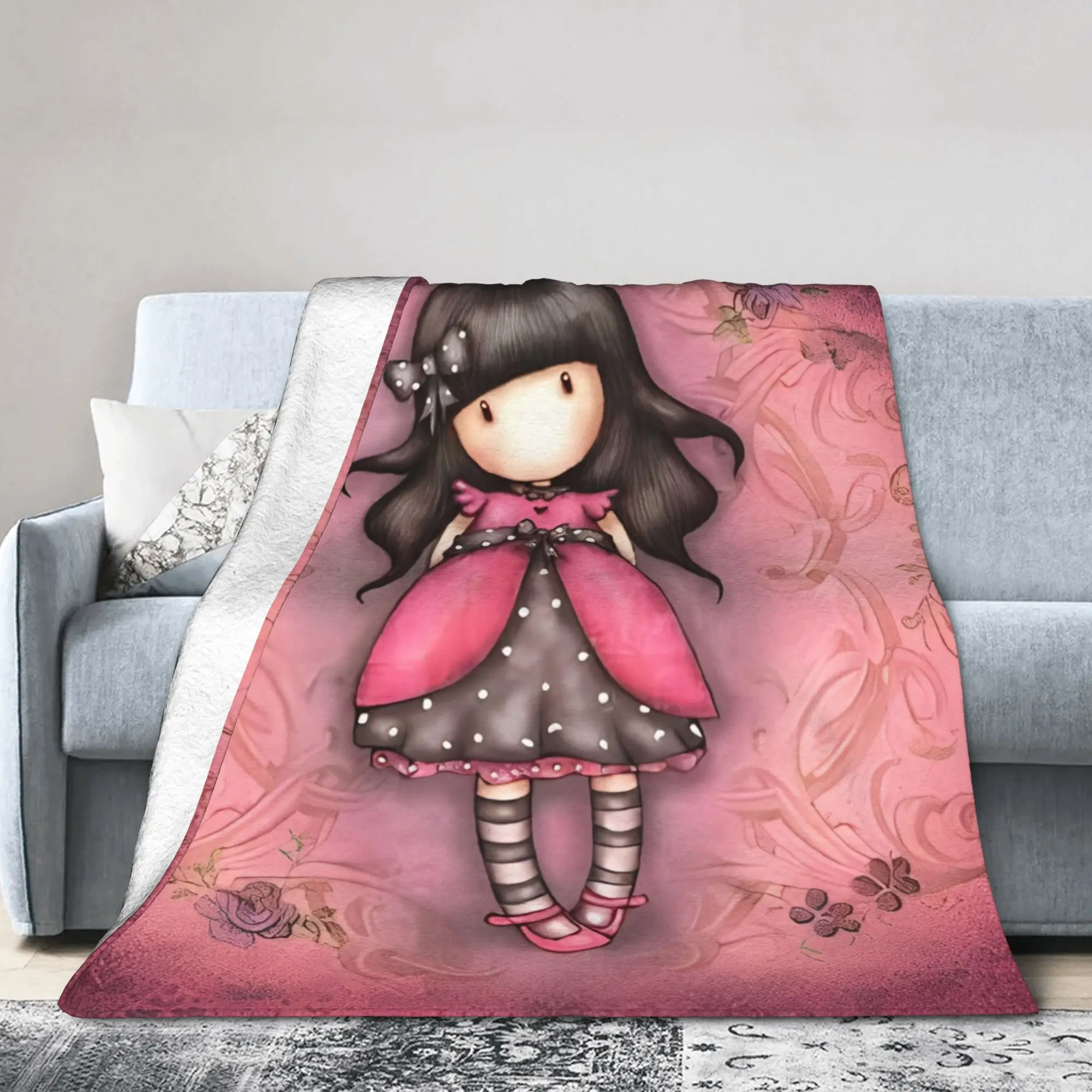 S-Santoro G-Gorjuss Blankets Velvet Doll Lightweight Thin Throw Blankets for Home Couch Bedroom Quilt
