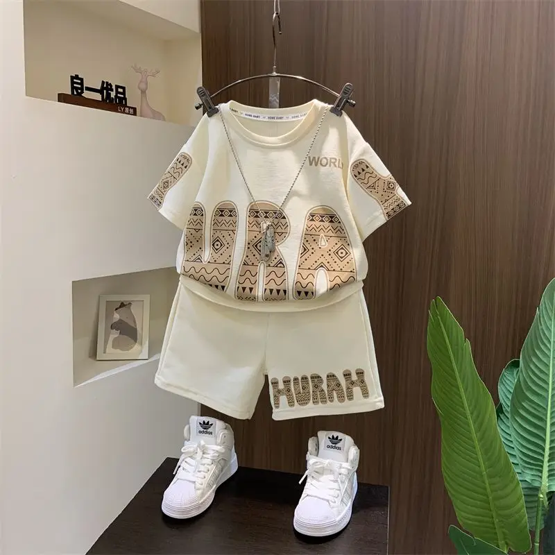 Boys Clothing Set Korean Loose Shirts+ Shorts 2pcs/set Sport Suits for Kids Teenager Tracksuits Casual Baby Outfits Clothes
