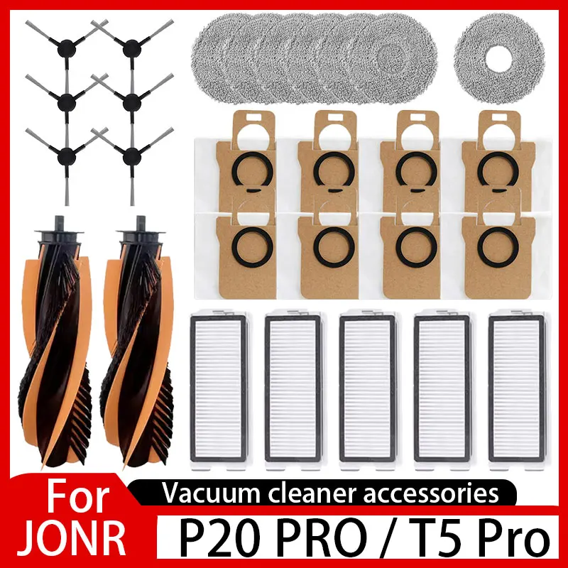 

For JONR P20 PRO / T5 Pro Robot Vacuum Cleaner Accessories Main Side Brush Hepa Filter Mop Cloth Replacement
