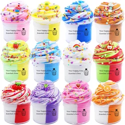 12pcs Slime Fluffy Esponjoso Kit Butter Mud Color Cotton Set with Colored Mud Slime Enfant Arcilla Polimerica