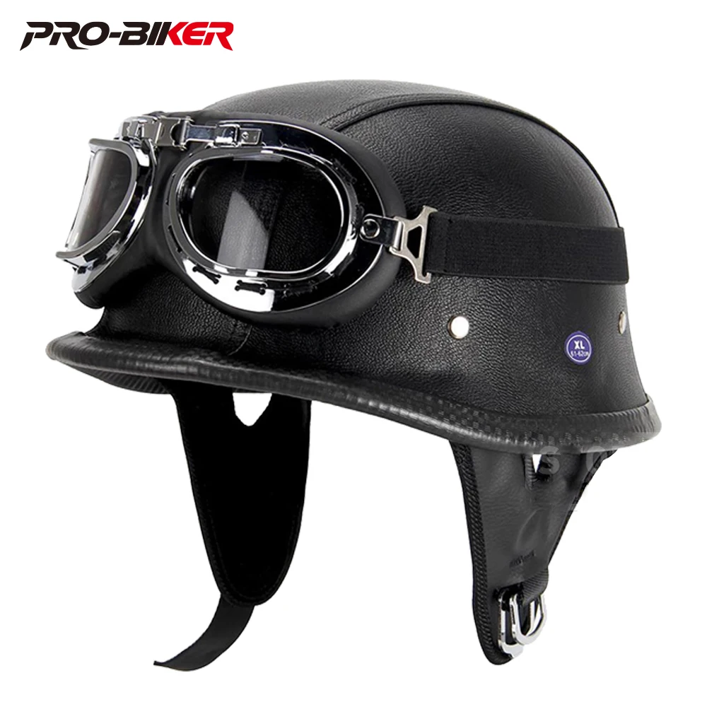 

Новый кожаный мотоциклетный шлем, немецкий мотоциклетный полушлем с открытым лицом, чоппер, байкерский пилот, черный в горошек