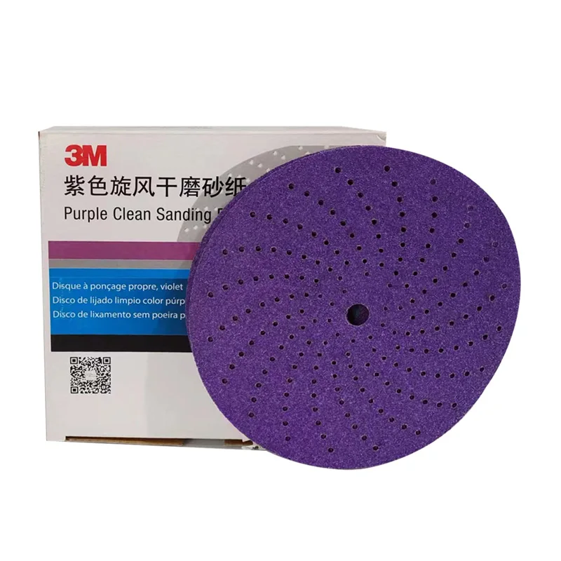 3M Purple Cyclone 6 Inch 150mm Dry Abrasive Paper Car  Sheet Metal Putty Grinding Round Flocking Grinding Piece Abrasive