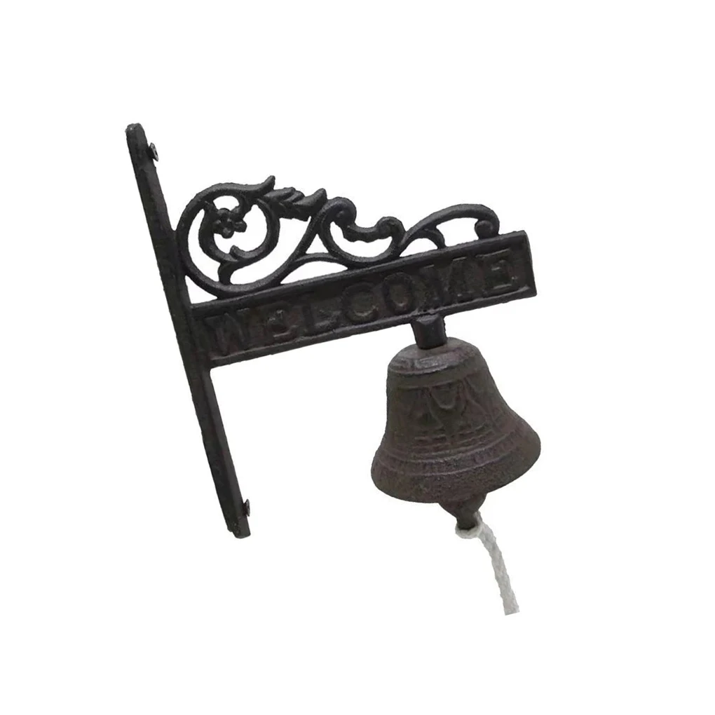 

Welcome Doorbell Hardware Artistic Cast Iron Vintage Wall Mounted Bell Pendant Hanging Adorn Home Adornment Type 2