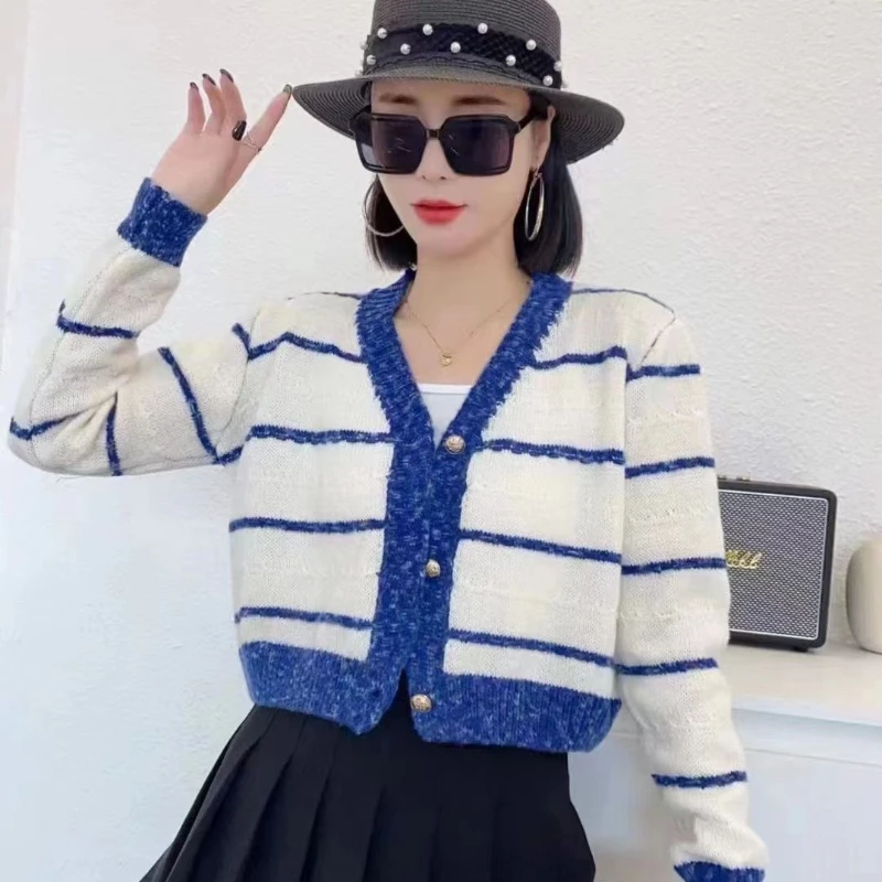 

Knitted Cardigan Women's New Loose and Lazy Small V-neck Sweet Sweater Jacket