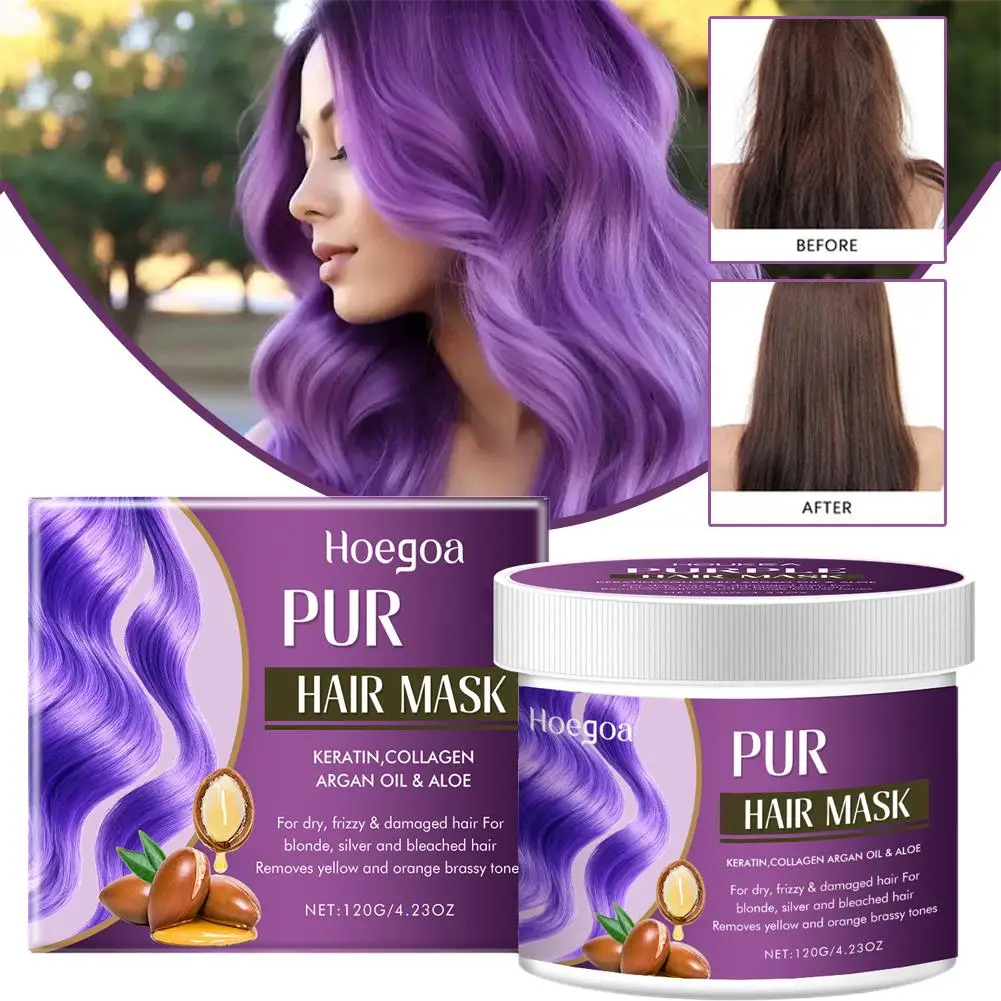 

Волшебная фиолетовая маска для волос Lock Color Фиолетовая маска для волос Крышка седых волос Fade Yellow Подходит для средств по уходу за краской 120 г