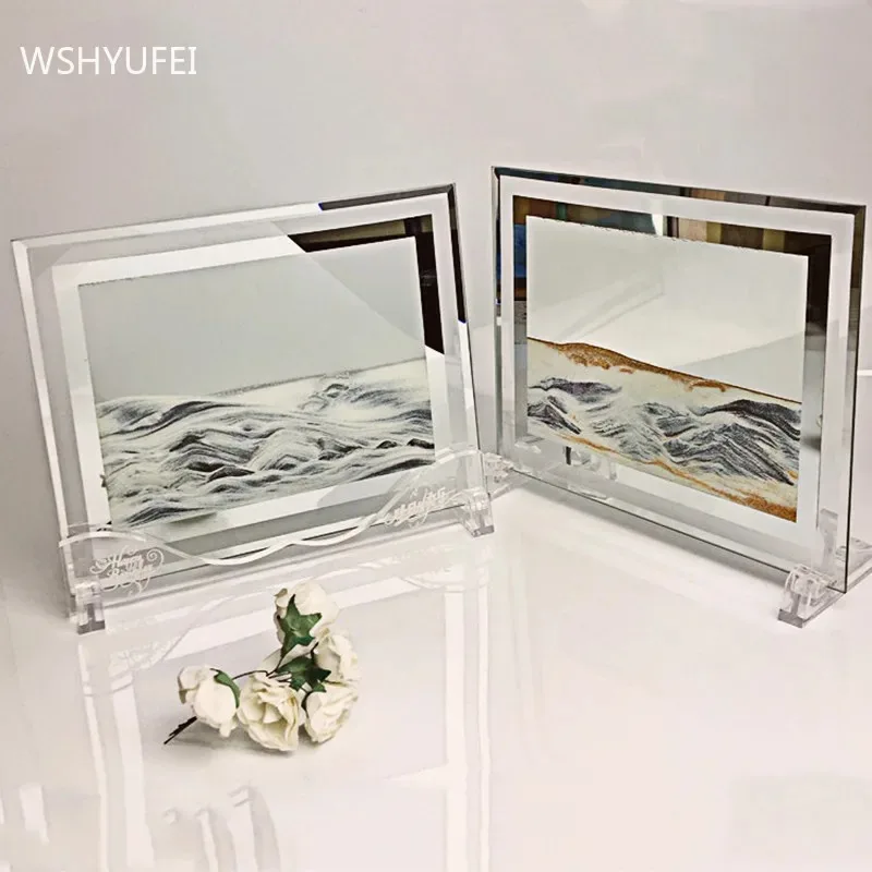 

3D Landscape Quicksand Painting Living Room Decoration Glass Hourglass Moving Sand Picture Home Decore Housewarming Gifts