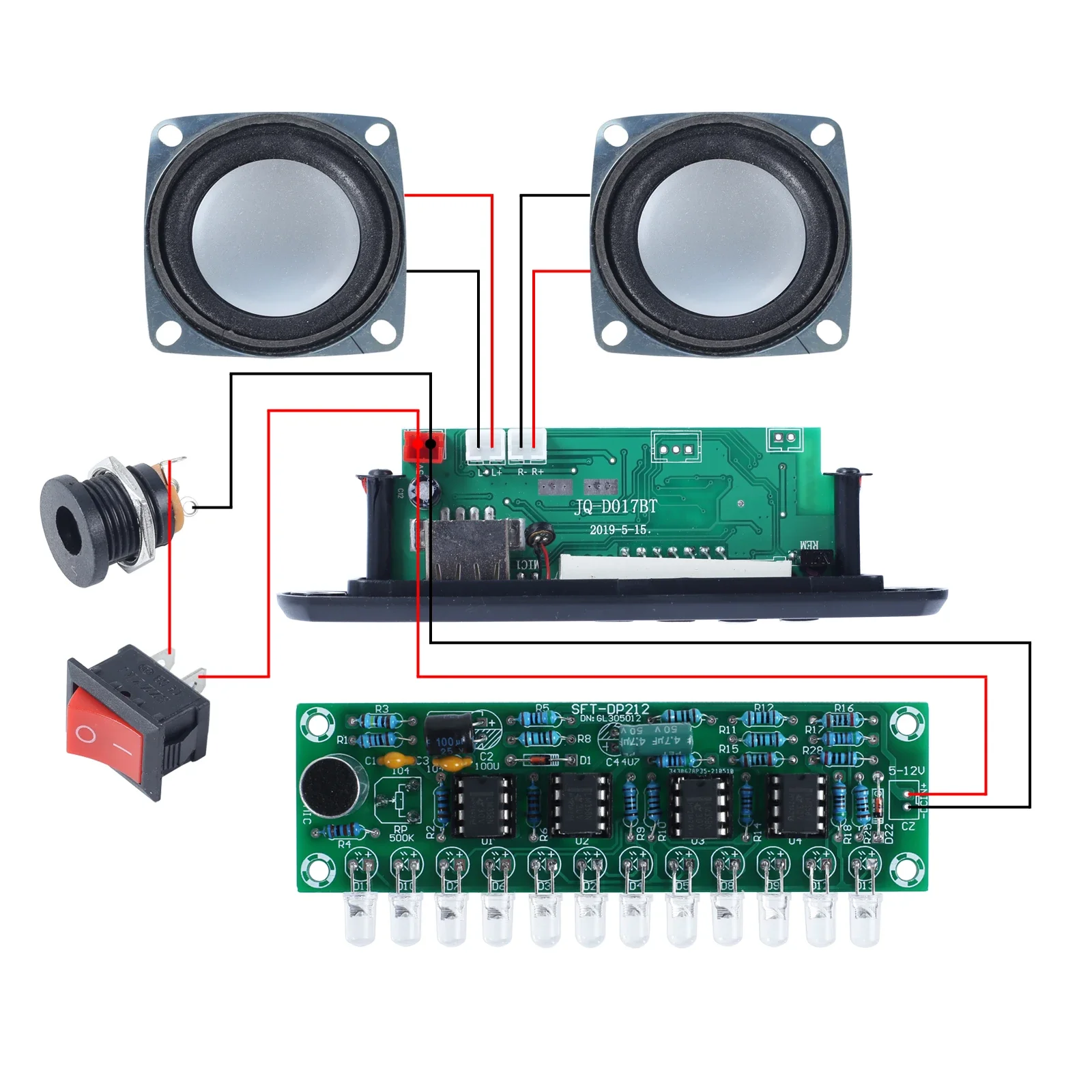 DIY Electronit FM Radio Kit Bluetooth-Compatible Amplifier Stereo Speaker 3W*2 Spectrum Indicate Music Player Soldering Practice